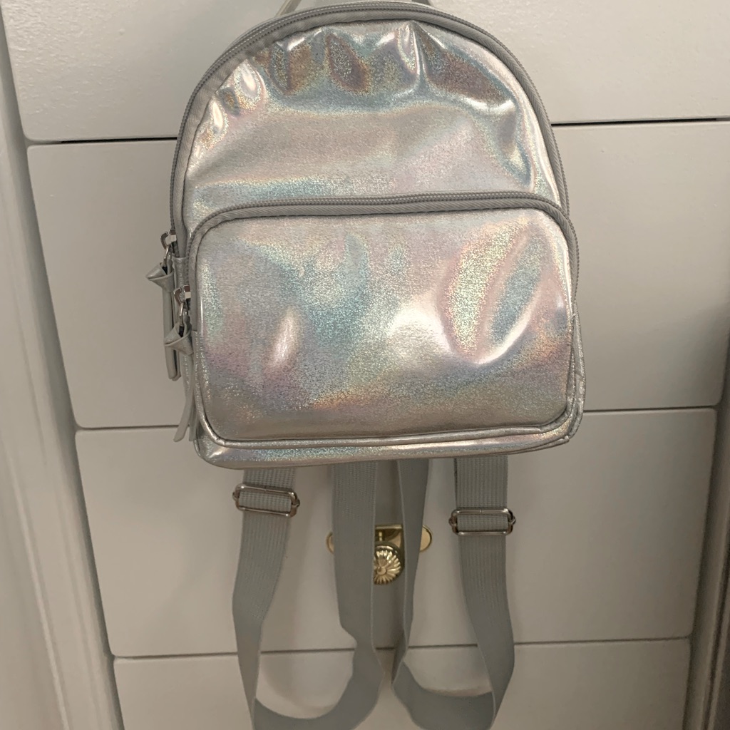Small Mini Size Silver Backpack.